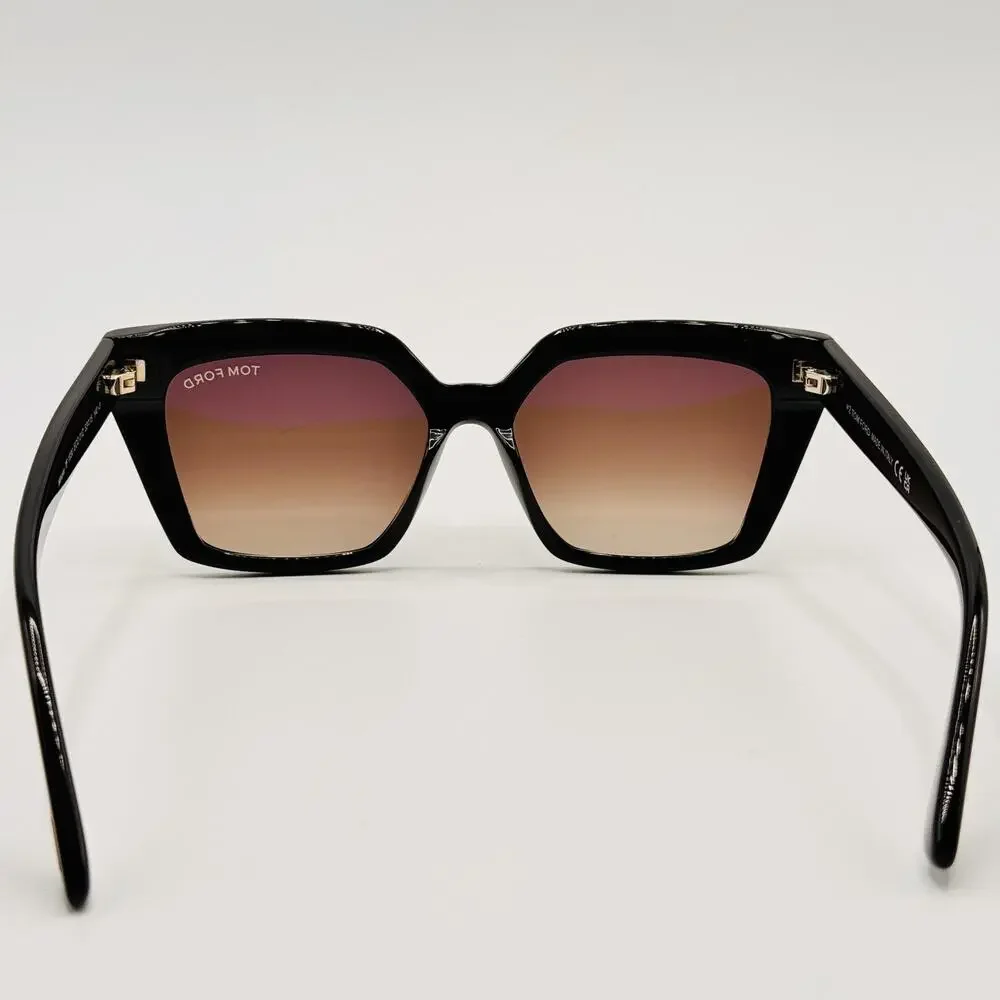 Tom Ford Sunglasses TF1030 01Z Winona Black Cat Eye Brown Gradient 53-15-140